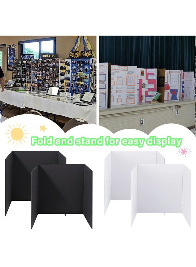 LonlyEagle 4-Pack Trifold Display Boards, Black+White 24 x 16 Inches Tri-Fold Corrugated Presentation Boards for Classroom Projects, Science Fairs, Business Events, and Exhibits - Image 4