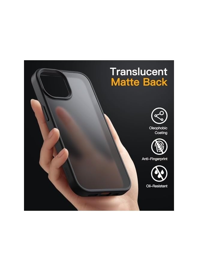 جي تيك حافظة JETech غير لامعة لهاتف iPhone 12/12 Pro مقاس 6.1 بوصة، حماية من السقوط بدرجة عسكرية مقاومة للصدمات، غطاء هاتف خلفي شفاف بلوري، مضاد لبصمات الأصابع (أسود) - Image 4