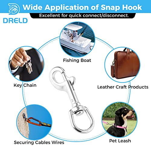DRELD خطاف سناب بولت بعين دوارة، تركيب من الفولاذ المقاوم للصدأ 316 مع وسادة مطاطية، مناسب لملحقات قوارب الصيد، قوارب الكانو، أعمدة الأعلام، ربط الحيوانات الأليفة، ربط الكاميرا، سلسلة المفاتيح، غطاء القماش، حبل الغسيل (عبوة من 5) - Image 5