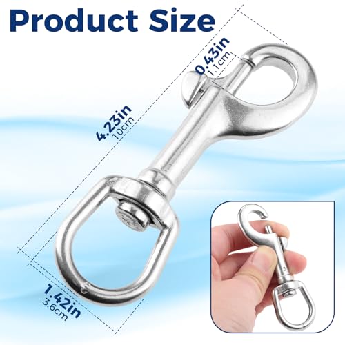 DRELD خطاف سناب بولت بعين دوارة، تركيب من الفولاذ المقاوم للصدأ 316 مع وسادة مطاطية، مناسب لملحقات قوارب الصيد، قوارب الكانو، أعمدة الأعلام، ربط الحيوانات الأليفة، ربط الكاميرا، سلسلة المفاتيح، غطاء القماش، حبل الغسيل (عبوة من 5) - Image 2