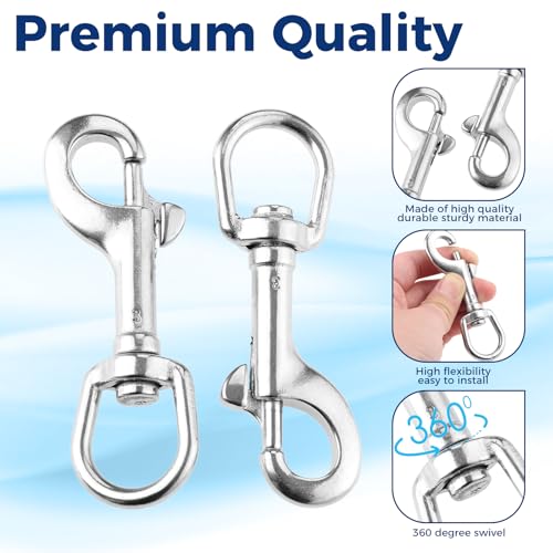 DRELD خطاف سناب بولت بعين دوارة، تركيب من الفولاذ المقاوم للصدأ 316 مع وسادة مطاطية، مناسب لملحقات قوارب الصيد، قوارب الكانو، أعمدة الأعلام، ربط الحيوانات الأليفة، ربط الكاميرا، سلسلة المفاتيح، غطاء القماش، حبل الغسيل (عبوة من 5) - Image 3