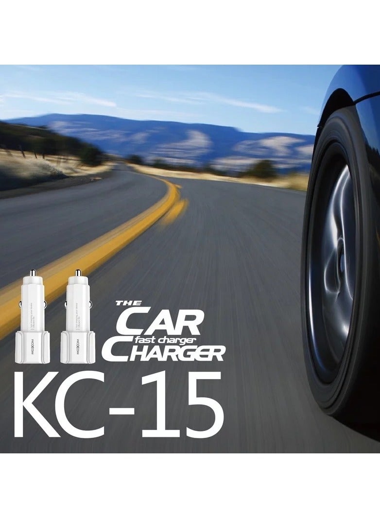 MOXOM KC-15 T Typed Wireless Dual USB Fast Car Charger Type-C - Image 4