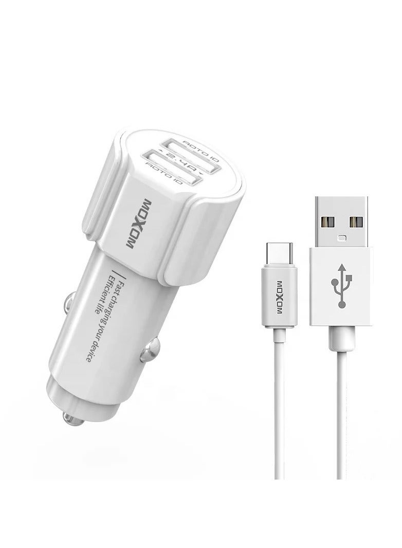 MOXOM KC-15 T Typed Wireless Dual USB Fast Car Charger Type-C - Image 1
