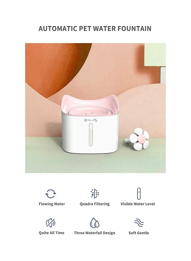 شو وو نافورة آلية لشرب الماء للحيوانات الأليفة أبيض/ وردي - Image 2