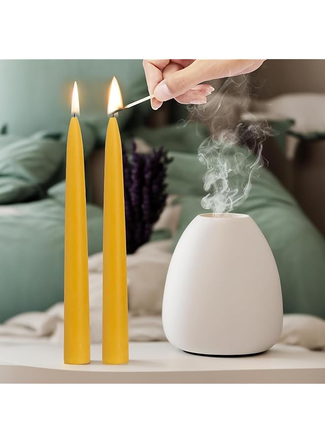 Green Tiger Natural Beeswax Taper Candles, Smokeless and Dripless Beeswax Candles, Tall Tapered Beeswax Candlesticks for Home Decor, Air Purification, Spa Relaxation(6 Packs, Yellow) - Image 1
