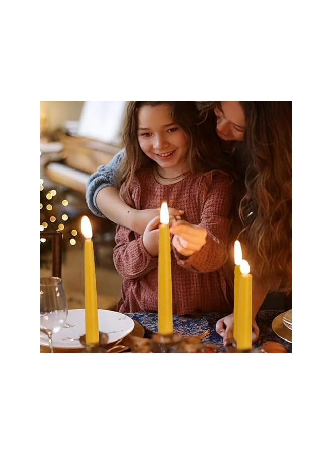 Green Tiger Natural Beeswax Taper Candles, Smokeless and Dripless Beeswax Candles, Tall Tapered Beeswax Candlesticks for Home Decor, Air Purification, Spa Relaxation(6 Packs, Yellow) - Image 2