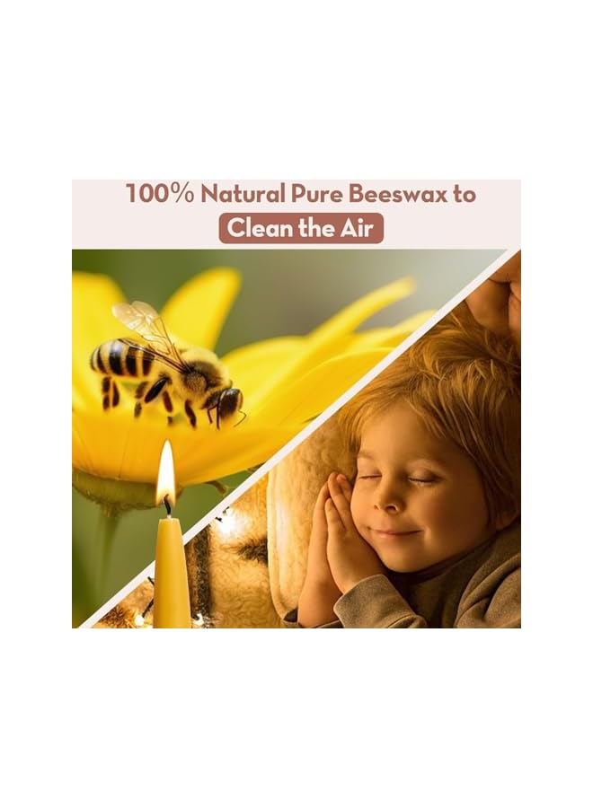 Green Tiger Natural Beeswax Taper Candles, Smokeless and Dripless Beeswax Candles, Tall Tapered Beeswax Candlesticks for Home Decor, Air Purification, Spa Relaxation(6 Packs, Yellow) - Image 3