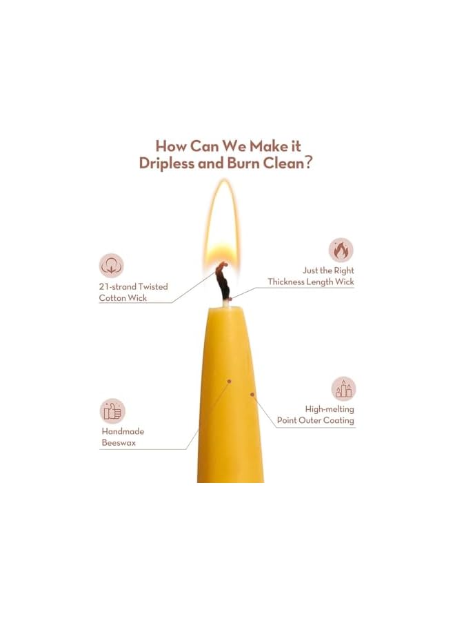 Green Tiger Natural Beeswax Taper Candles, Smokeless and Dripless Beeswax Candles, Tall Tapered Beeswax Candlesticks for Home Decor, Air Purification, Spa Relaxation(6 Packs, Yellow) - Image 4