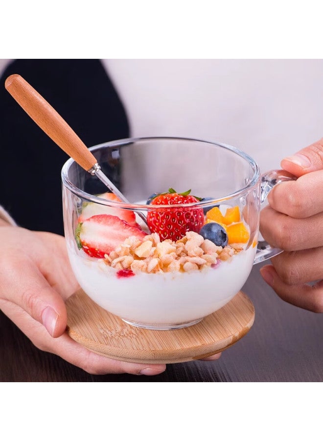 Pinyu Breakfast Cup, Oatmeal Cup, Large Capacity Milk Cup, Thick Glass Cup, Cereal Bowl, Heat-resistant Household Cup, 400ml With Lid And Spoo