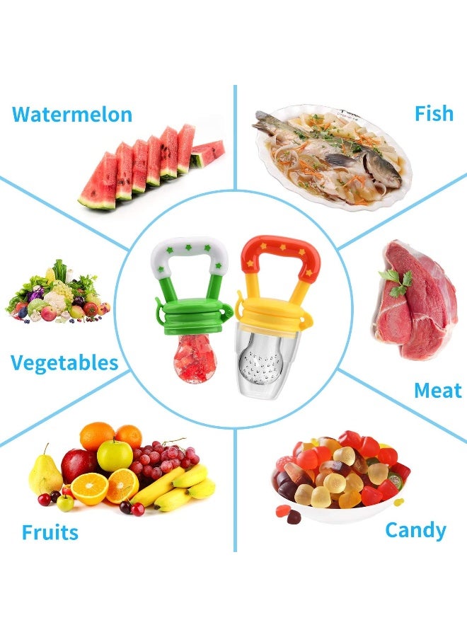 WAJIAYON Food Feeder Baby Fruit Pacifier (3 Pcs) with 6 Different Sized Silicone Pacifiers 2 PCS Dispensing Spoon 90ML Spoons Clip Infant Teething Toy -Blue - Image 3