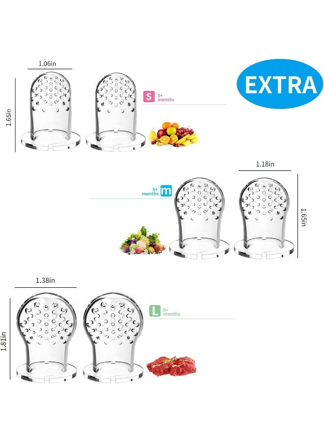 WAJIAYON Food Feeder Baby Fruit Pacifier (3 Pcs) with 6 Different Sized Silicone Pacifiers 2 PCS Dispensing Spoon 90ML Spoons Clip Infant Teething Toy -Blue - Image 5