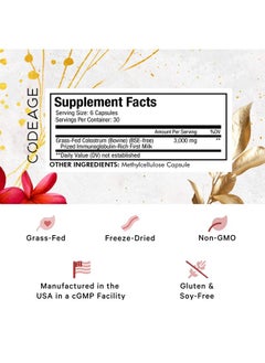 Codeage Colostrum Supplement, Grass-Fed Colostrum - Prized First Milk - Grass-Finished, Freeze-Dried - Cow Colostrum - Vitamins, Immunoglobulins, Growth Factors - Non-GMO, Gluten-Free - 180 Capsules - pzsku/Z1FC8BF1F668446216DC0Z/45/_/1740202619/26677446-2d57-4845-b5e9-315bb9de4b24