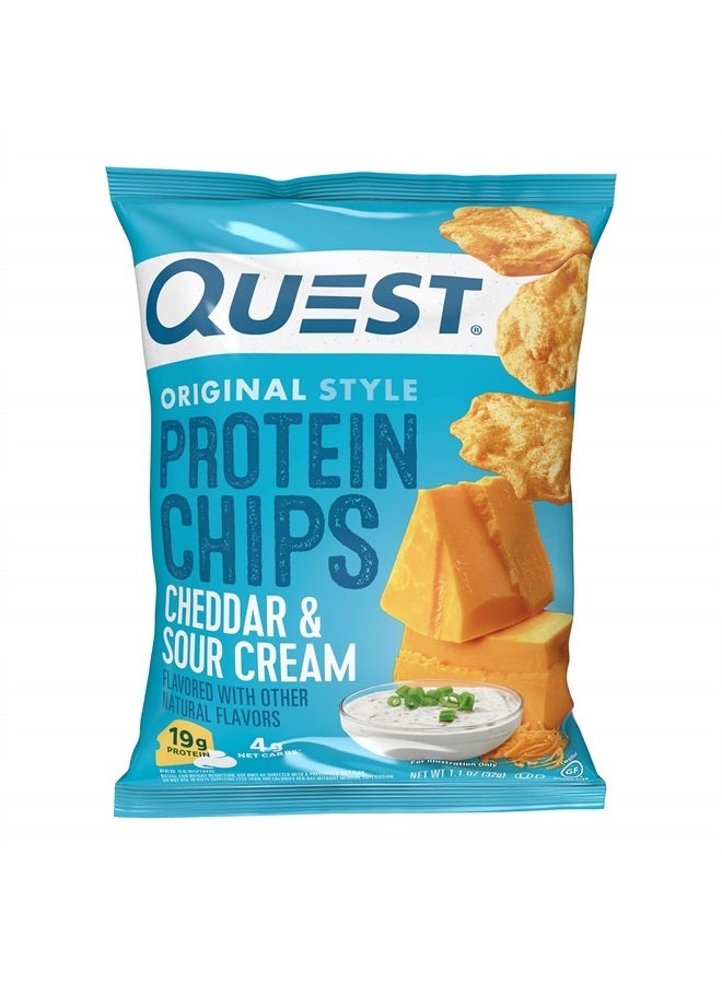 Quest Nutrition رقائق البروتين، جبن الشيدر والقشدة الحامضة، نسبة عالية من البروتين، نسبة منخفضة من الكربوهيدرات، 1.1 أونصة (عبوة من 12 قطعة) - Image 1