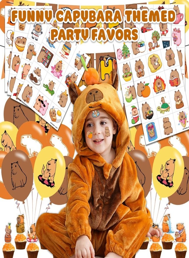 91TATTOOS 120 PCS Funny Capybara Capy Pre-Cut Temporary Tattoos for Kids | - Image 2