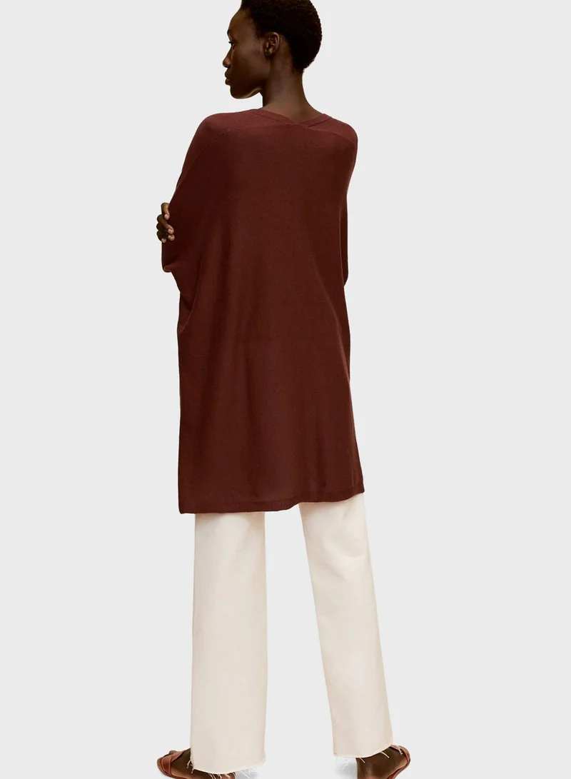MANGO Front Open Longline Cardigan