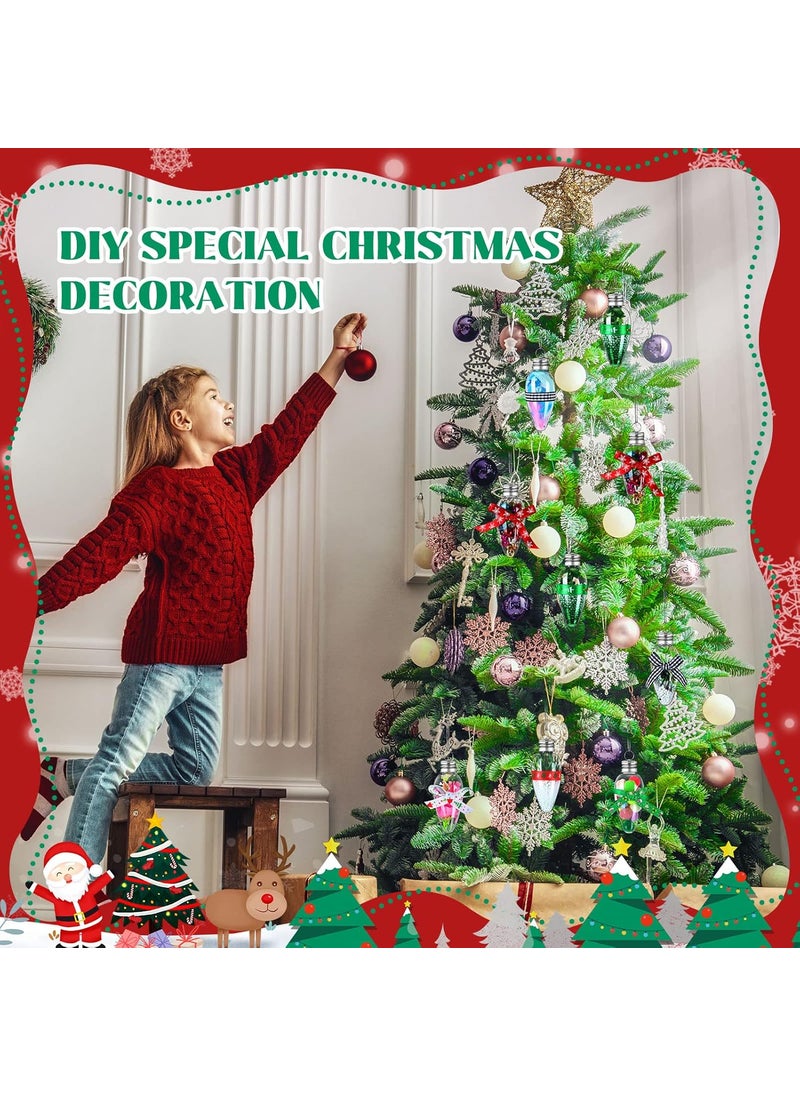 Nuenen 60 Pcs Christmas Clear Plastic Bulb Shape Ornaments Fillable DIY Light Bulb Clear Christmas Ornaments Fillable Ornaments Empty Lightbulbs with 2 Pcs Silver Rope and for Candy DIY Craft Tree Decor  - Image 5