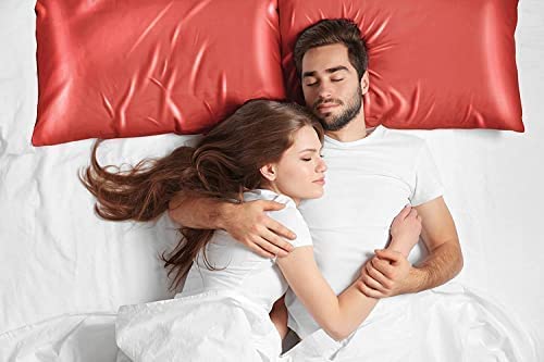 Armoxa Satin Pillow Covers for a Night Sleep Set of 2 Pillowcases Set of 2 with 3 Free Silk scrunches Satin Pillowcase for Hair Skin Reduce Frizz Wrinkles