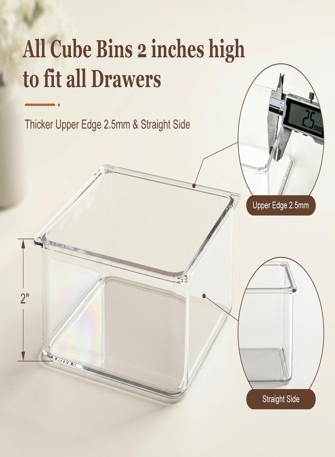 Hudgan 24 Pcs Small Drawer Organizer BinsSet, Stackable Drawer Divider Trays for Makeup Vanity, Bathroom, Office Desk, Straight Sides Tray Perfect for Craft Supplies, Cosmetics - Image 3