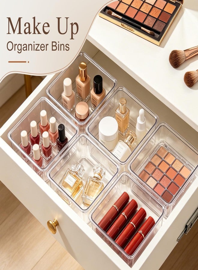 Hudgan 24 Pcs Small Drawer Organizer BinsSet, Stackable Drawer Divider Trays for Makeup Vanity, Bathroom, Office Desk, Straight Sides Tray Perfect for Craft Supplies, Cosmetics - Image 2