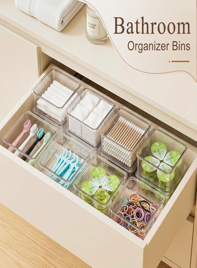 Hudgan 24 Pcs Small Drawer Organizer BinsSet, Stackable Drawer Divider Trays for Makeup Vanity, Bathroom, Office Desk, Straight Sides Tray Perfect for Craft Supplies, Cosmetics - Image 4
