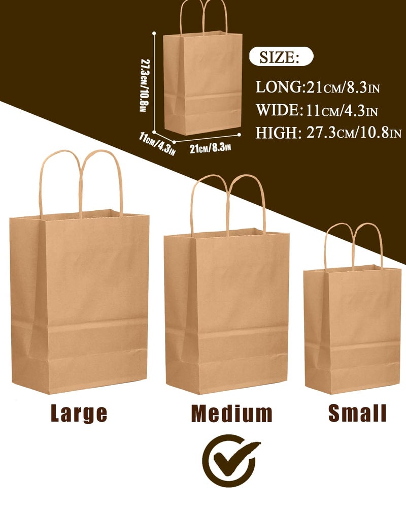 qiqee 30-Packs Brown Gift Bags with Handles Bulk 10.8"x8.3"x4.3" Medium Size Kraft Paper Bags Multiple Uses (Medium Size) - Image 4