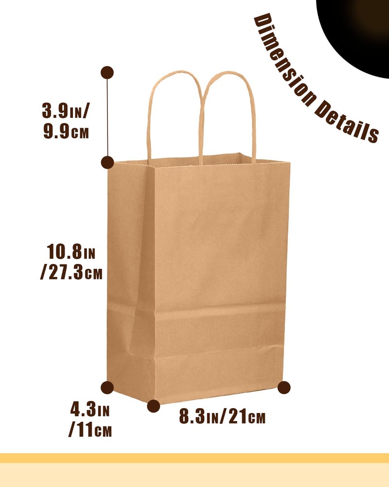 qiqee 30-Packs Brown Gift Bags with Handles Bulk 10.8"x8.3"x4.3" Medium Size Kraft Paper Bags Multiple Uses (Medium Size) - Image 5