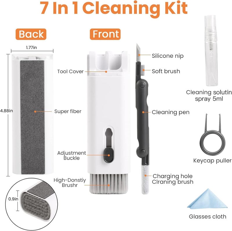 CERLINK 7-in-1 Cleaning Kit | All-in-One Keyboard Cleaning Kit with Brush & Cleaner for Bluetooth, AirPods, Laptop, Tablet, Phone, iPad, Smartwatch, MacBook, Earbuds & PC Accessories - Image 2