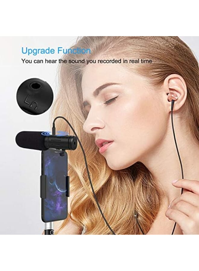 SZMDLX Video Microphone Phone Microphone Camera Microphone With Headphone Monitor Hole Camera Microphone Live Microphone For Smartphone Android Smartphone Canon Nikon Dslr Camera And Video Camera  - Image 3