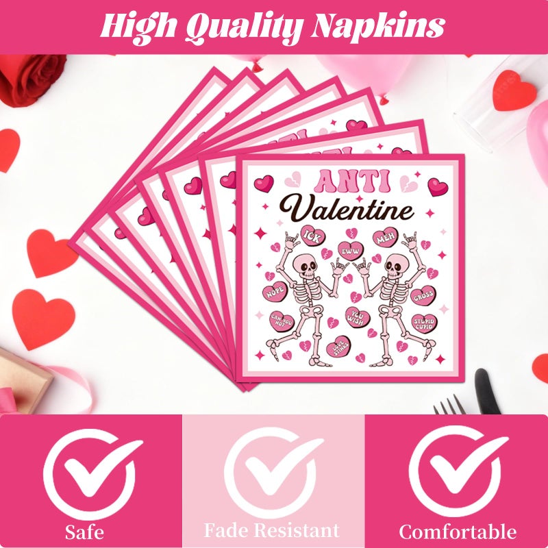 Rakuto Valentines Day Plates and Napkins Party Decorations, 96PCS Anti Valentine's Day Paper Plates and Napkins Decor, Galentines Anti Valentine Club Themed Forks Decoration for Home Wedding - Image 3