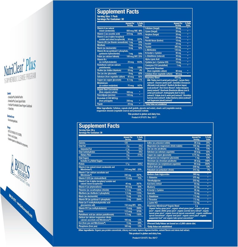 Biotics Research NutriClear Plus Detox Program Convenient Single Pack Serving Easy to Follow Metabolic Cleanse Program 17 Grams Organic Pea ProteinServing 30 Packs Shaker Bottle - Image 2