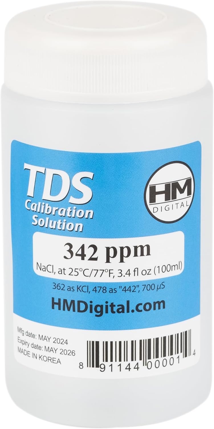 HM Digital محلول المعايرة TDS و EC C342، 342 جزء في المليون (NaCl)، حجم 90 مل، شفاف/أزرق - Image 2
