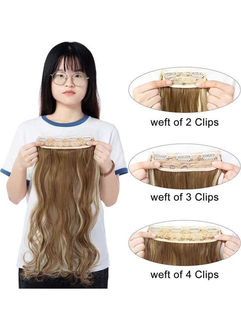 Estelle Clip in Hair Extensions 4Pcs 11Clips Curly Wavy Thick Full Head Double Weft Clip on Synthetic Hair Extension Wavy Hairpieces for Women Ginger Brown Mix Bleach Blonde Curly - Image 4