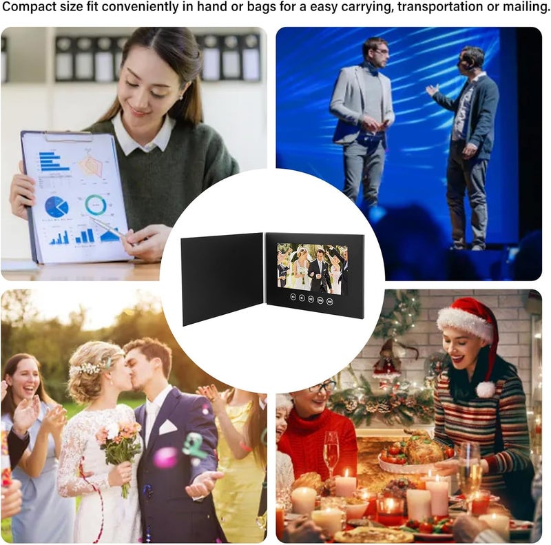 بطاقة تهنئة فيديو، كتاب فيديو فارغ مزود بشاشة عرض LCD ملونة، كتيب فيديو إلكتروني قابل لإعادة الشحن لتعديل مقاطع الفيديو والصور بنفسك، سعة تخزين داخلية 128 ميجابايت، مناسبة لأعياد الميلاد والزفاف والذكرى السنوية. - Image 4