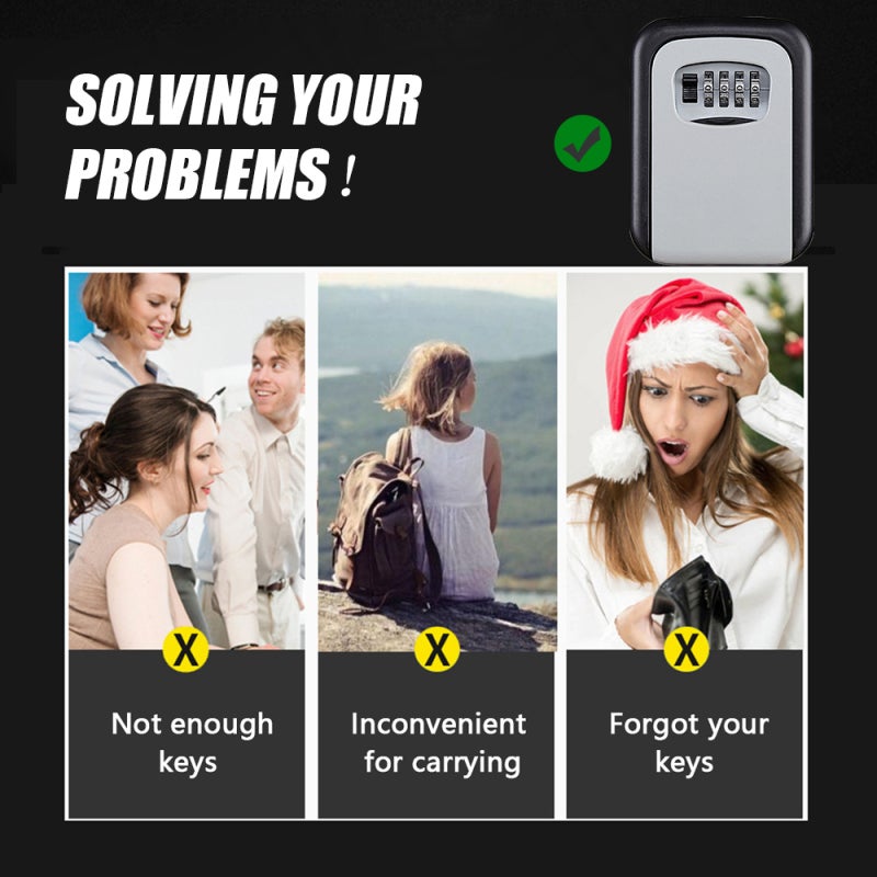 Key Storage Lock Box Wall Mounted 4-Digit Combination Password Outdoor Key Safe Box Resettable Code Key Holder Hider - Image 2