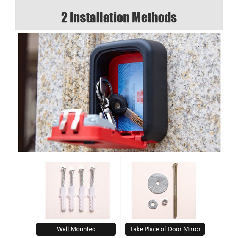 Key Storage Lock Box Wall Mounted 4-Digit Combination Password Outdoor Key Safe Box Resettable Code Key Holder Hider - Image 3