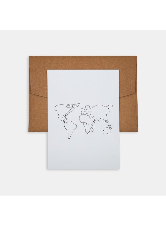 PK Design Mini Poster Line Drawings World Map - Image 1