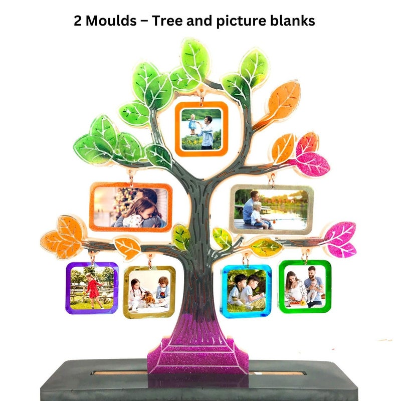 Enameena Photo Frame Silicone Resin Moulds Family Tree Shape Epoxy Resin Picture Frame Kit with Hanging Photo Mould 2 Moulds 1 Set for Home Wall Decor 1 - Image 3