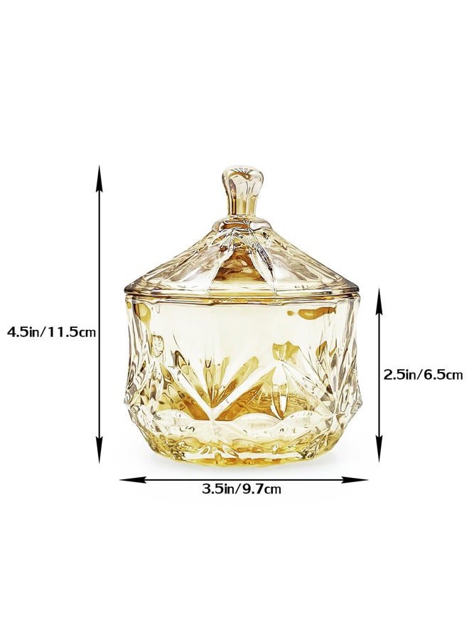 EWEIGEER 8oz Glass Candy Dish with Non-Airtight Lid,Small Crystal Fall Candy Jar,Apothecary Jar for Cotton Balls,Q Tips, Small Accessories,Office,Bathroom,Dining Room Organizer (Amber) - Image 3