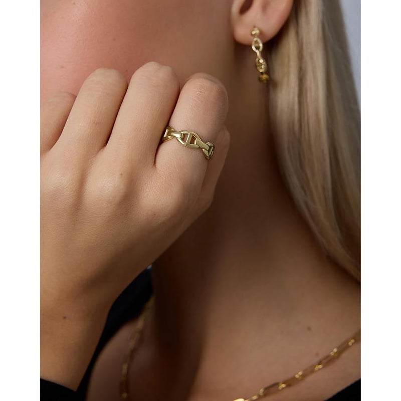 PAVOI Waterproof Link Ring - 14K Gold Plated Link Chain Ring for Women - Stackable Stainless Steel Thin Trendy Jewelry - Image 2