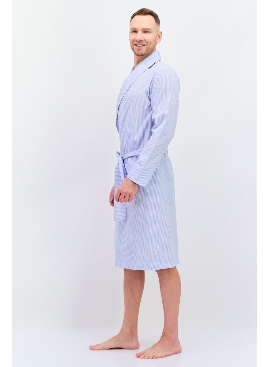 Asos Design Men Stripe Tie Waist Robe, Blue  - Image 3
