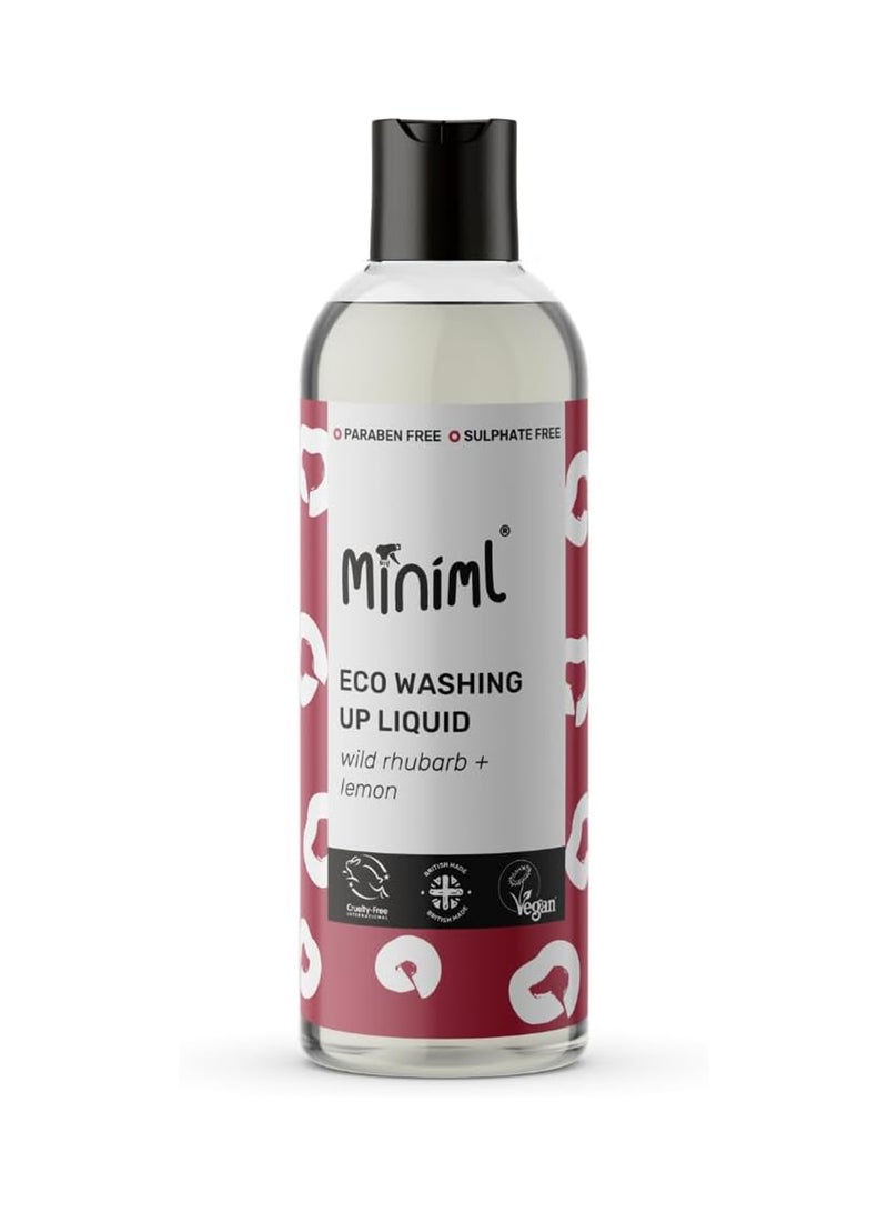 Miniml Eco Washing Up Liquid 500ml - Rhubarb Scented Non Bio & Skin Sensitive Friendly Dish Wash Cleaner that's Plant Based Vegan & Cruelty Free - Natural Cleaning Products (50 Washes) - Image 1