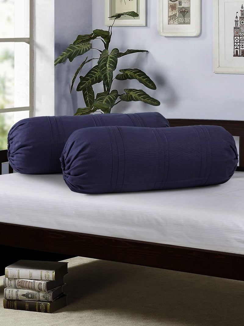 Swayam Drape and Dream Cotton 2 Piece Bolster Cover Set - Blue (BC02) - Image 4