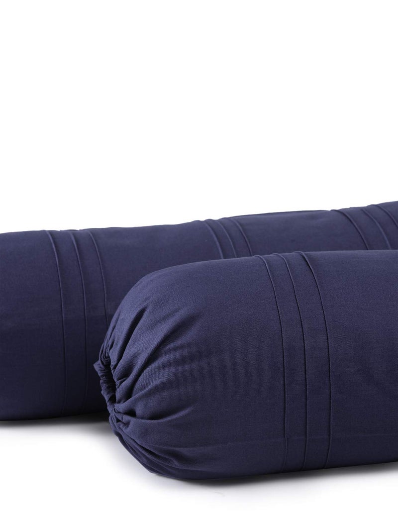 Swayam Drape and Dream Cotton 2 Piece Bolster Cover Set - Blue (BC02) - Image 3