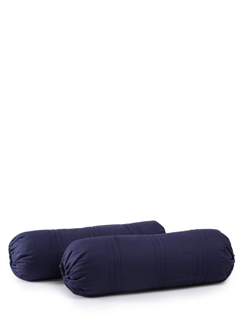 Swayam Drape and Dream Cotton 2 Piece Bolster Cover Set - Blue (BC02) - Image 2