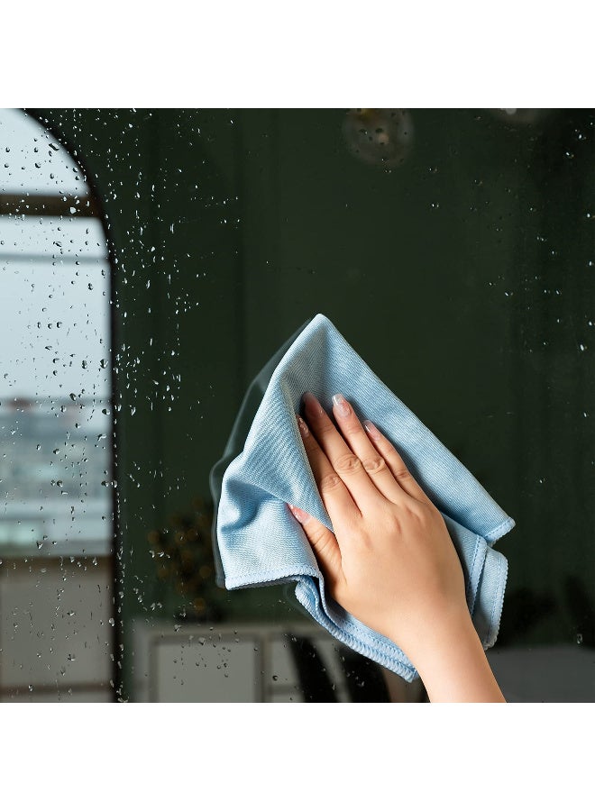 VIUAUAX 6 Pcs Microfiber Cleaning Cloth Set, Microfiber Glass Cleaning Cloth, 16in X 16in, Blue, - Image 2