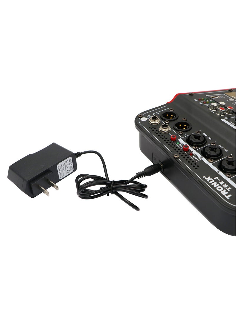 TRONIX TRONIX TRE4 Professional 4 Channel Premium Mic and Line Compact Mixing Console With USB MP3 Digital 48V Phantom Power  - Image 3