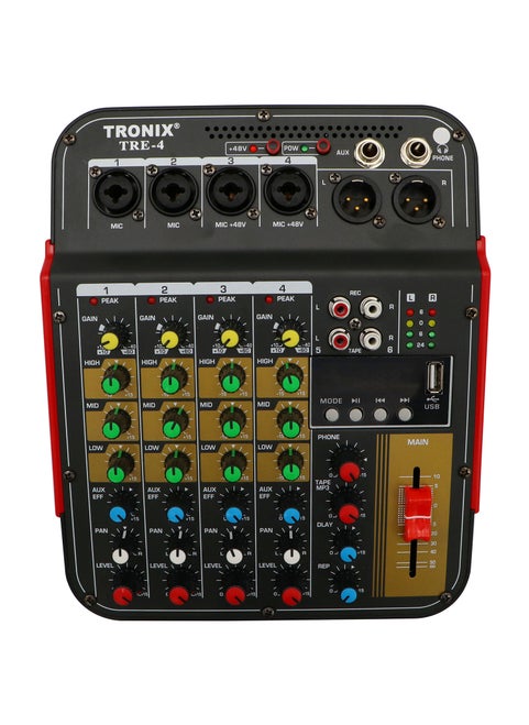 ميكروفون TRONIX TRE4 احترافي بأربع قنوات ووحدة خلط مدمجة مع مشغل MP3 USB رقمي بقوة 48 فولت