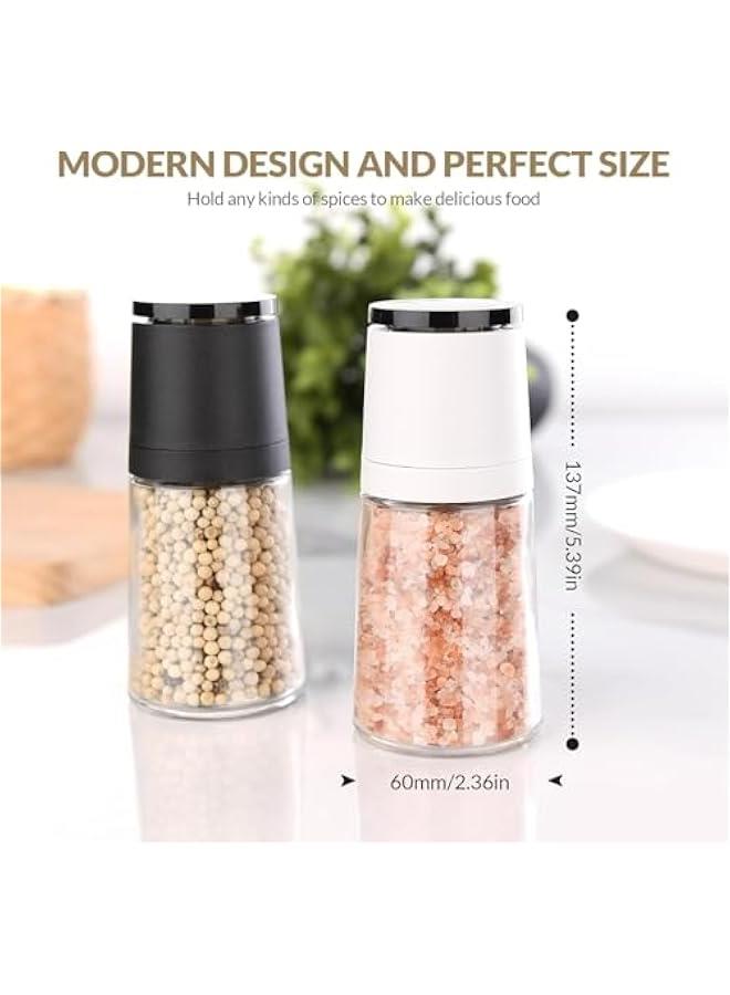 هوكور مطحنة ملح وفلفل من ساب وولف، مطحنة ملح قابلة لاعادة التعبئة، مطحنة فلفل اسود خشونة قابلة للتعديل، شاكر ملح البحر من الستانلس ستيل مع هيكل زجاجي للمنزل والمطبخ (عبوة من قطعتين) - Image 2