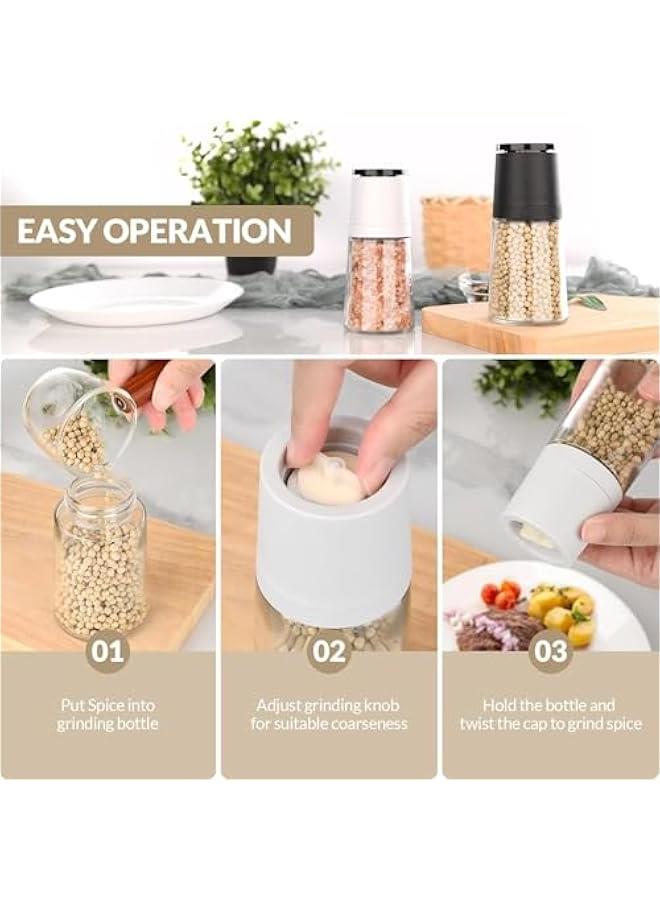 هوكور مطحنة ملح وفلفل من ساب وولف، مطحنة ملح قابلة لاعادة التعبئة، مطحنة فلفل اسود خشونة قابلة للتعديل، شاكر ملح البحر من الستانلس ستيل مع هيكل زجاجي للمنزل والمطبخ (عبوة من قطعتين) - Image 4