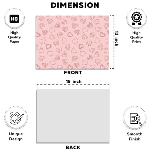 Festiko® Heart Theme Gift Wrapping Paper Sheets (Pack of 10 Sheets), Valentine's Day Wrapping Paper, Love Theme Printed Wrapping Papers - Image 2